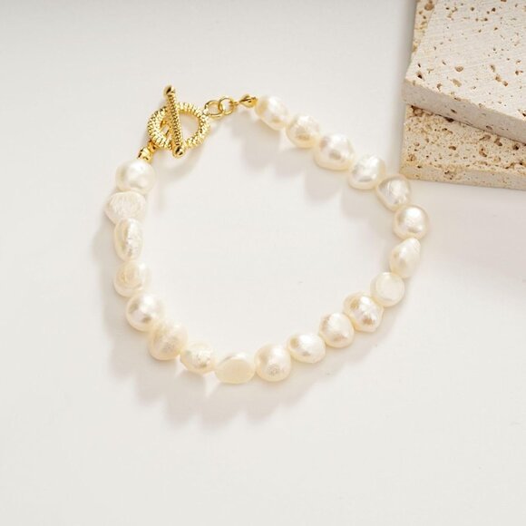 Pearl Bracelets for Women Freshwater Baroque Beaded Jewelry Gift for Weddings - Picture 5 of 9